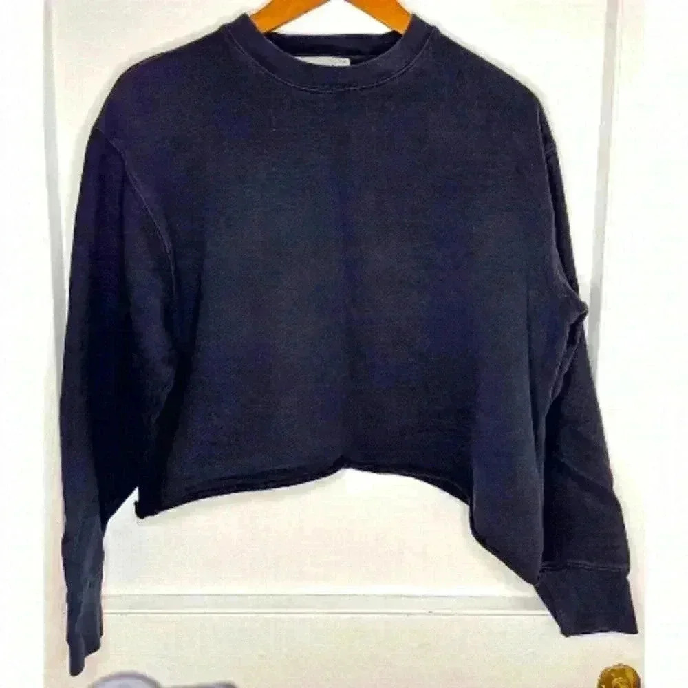 Wilfred Free Cropped Black Sweatshirt Size Small
